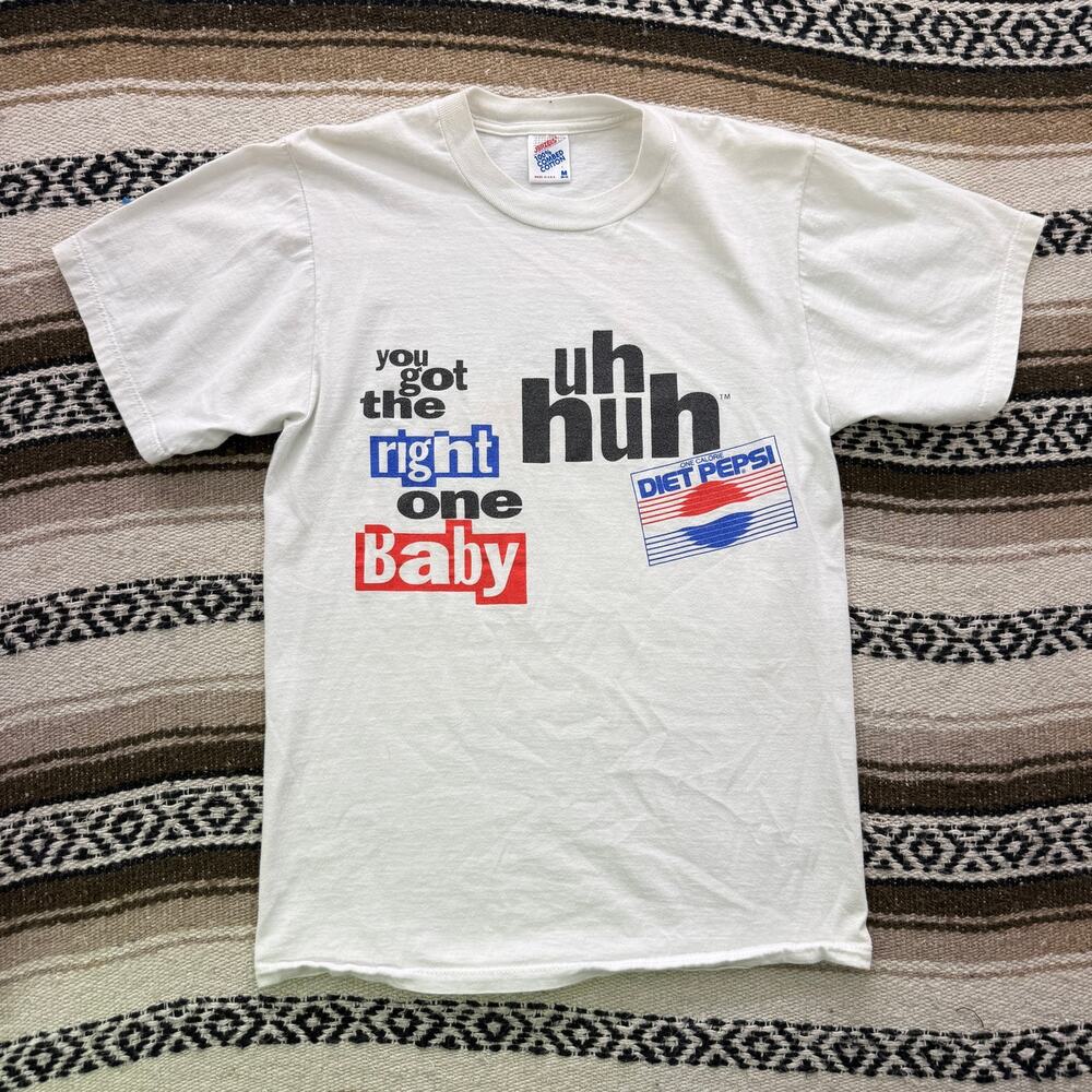 Vintage 90's Diet Pepsi Promo "You Got the Right One Baby" White Tee Shirt Sz M